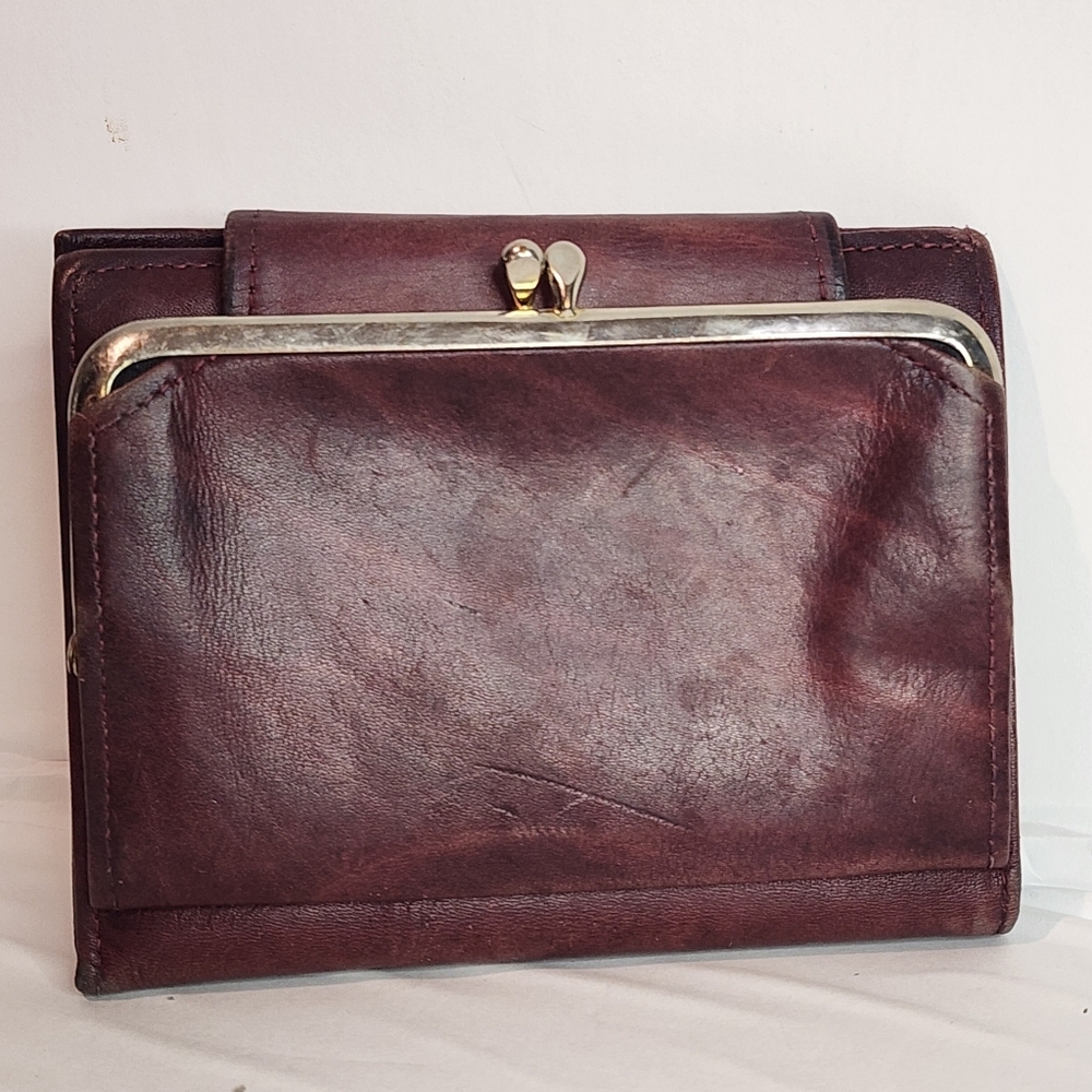 Vintage 1970's Amity Cowhide Woman’s Billfold Wallet Oxblood Red Brown Leather - Picture 3 of 10